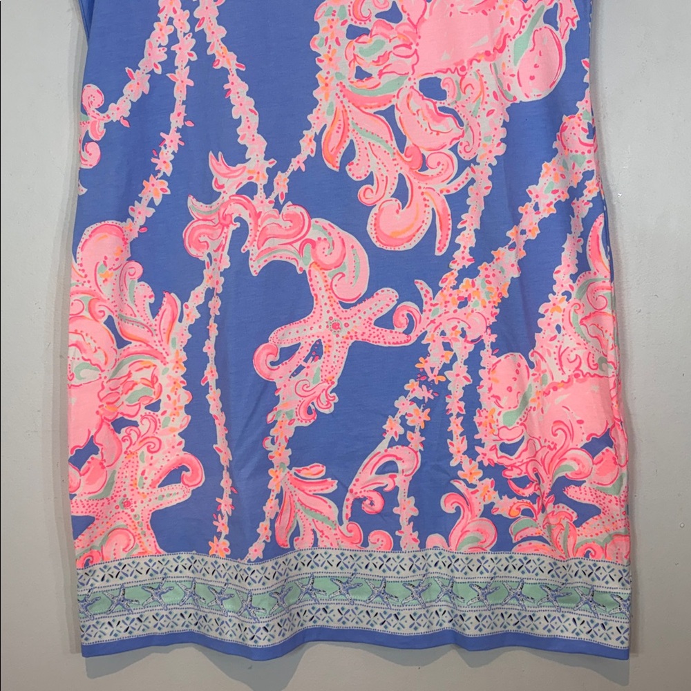 Lilly Pulitzer DECLAN DRESS medium GO WITH THE FLOW ENG Blue Peri NWOT - Picture 6 of 15